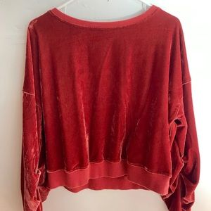Dark Red Farrow Crewneck Velour Sweatshirt